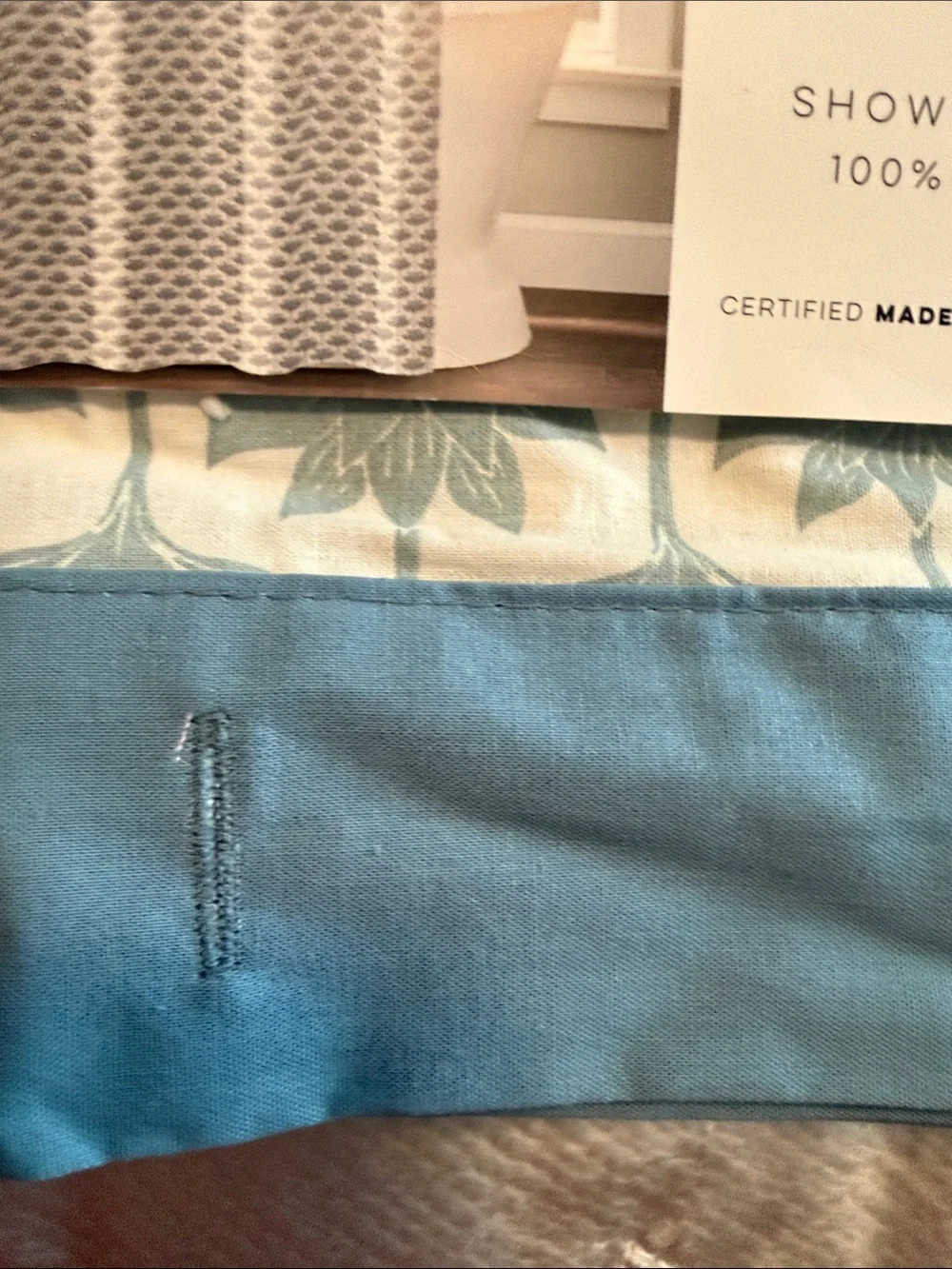 Novogratz By Utica Blue Floral Cotton Shower Curtain - cotton
